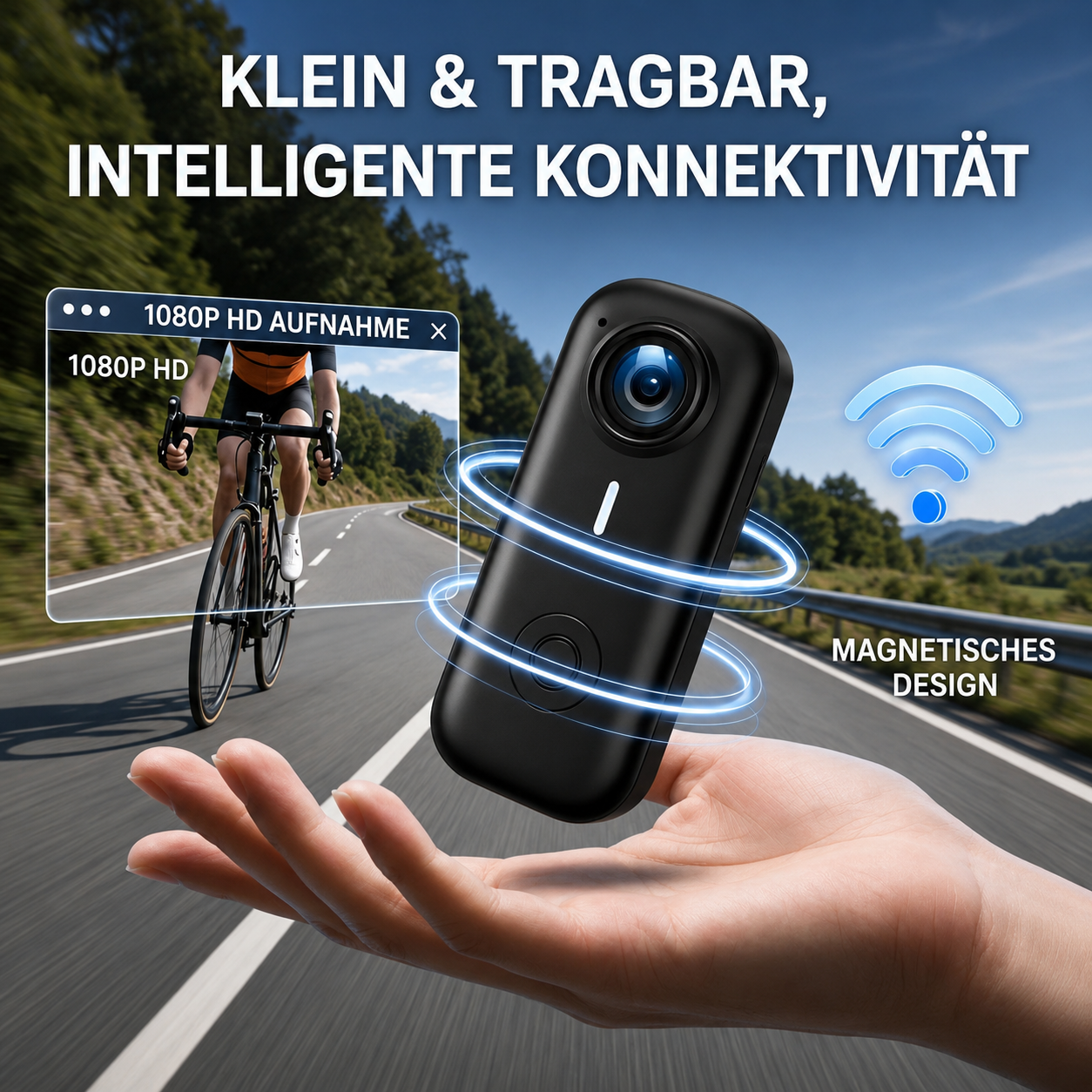 Mini Action Kamera – 1080P HD, WLAN, Magnethalterung | Daumen-Geste-Kamera