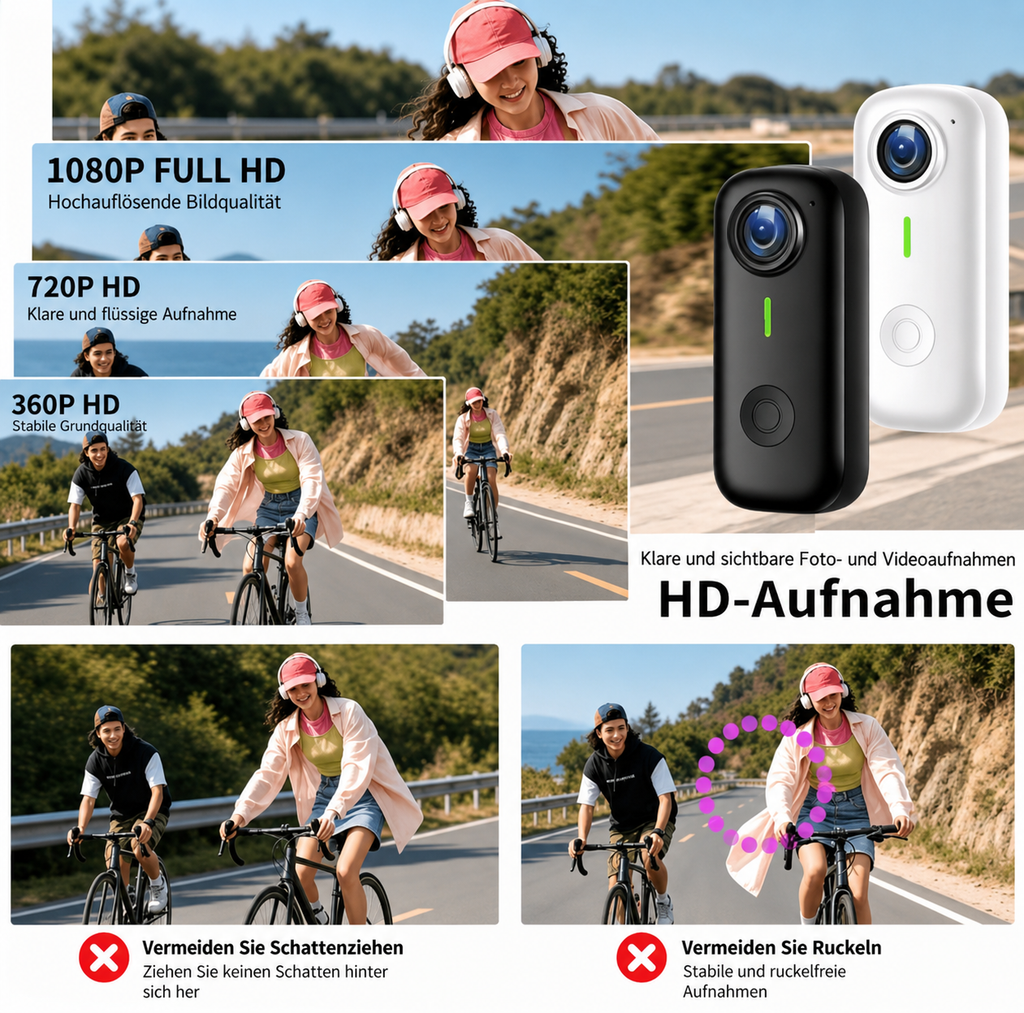 Mini Action Kamera – 1080P HD, WLAN, Magnethalterung | Daumen-Geste-Kamera