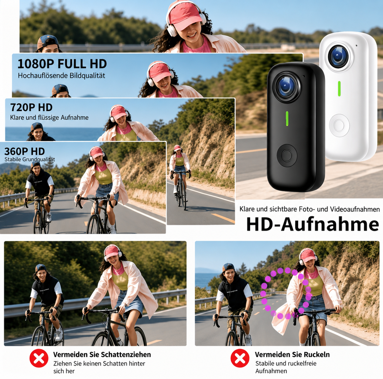 Mini Action Kamera – 1080P HD, WLAN, Magnethalterung | Daumen-Geste-Kamera
