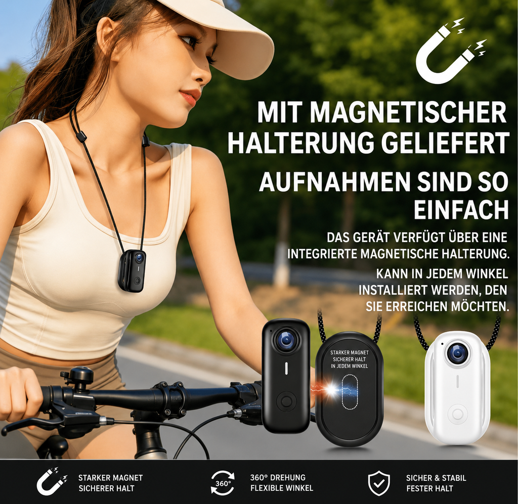 Mini Action Kamera – 1080P HD, WLAN, Magnethalterung | Daumen-Geste-Kamera